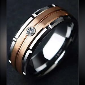 RHINESTONE STAINLESS STEEL RING